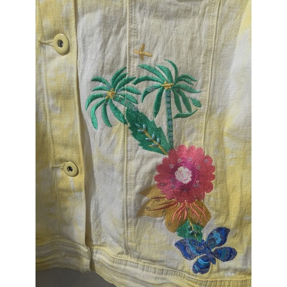 DG2 by Diane Gilman 3X Embroidered Floral Palm Tie Dye Denim Jacket‎ - Picture 5 of 7
